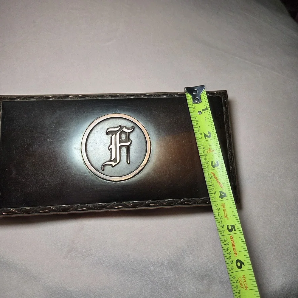 Vintage Copper‎ Bronze Cigar Box Emblem L.E. Mason Co. Metal Cork Lined